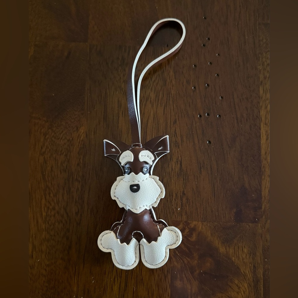 NEW Leather Schnauzer Bag Charm - Brown